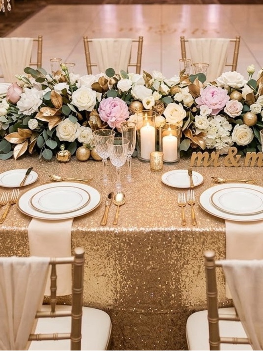 SPOTJOY Sequin Sparkle Glitter Rectangle Tablecloth 60x84 Inch